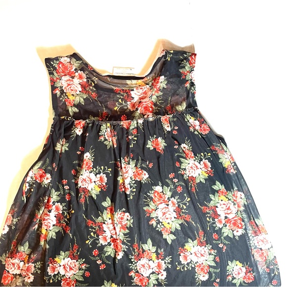 Bobbie Brooks Black Floral Mesh Blouse  Sz. XL Sheer Boutique Boho Top - Picture 4 of 9